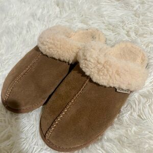 BearPaw Women's Brown Suede Shearling-Lined Slippers